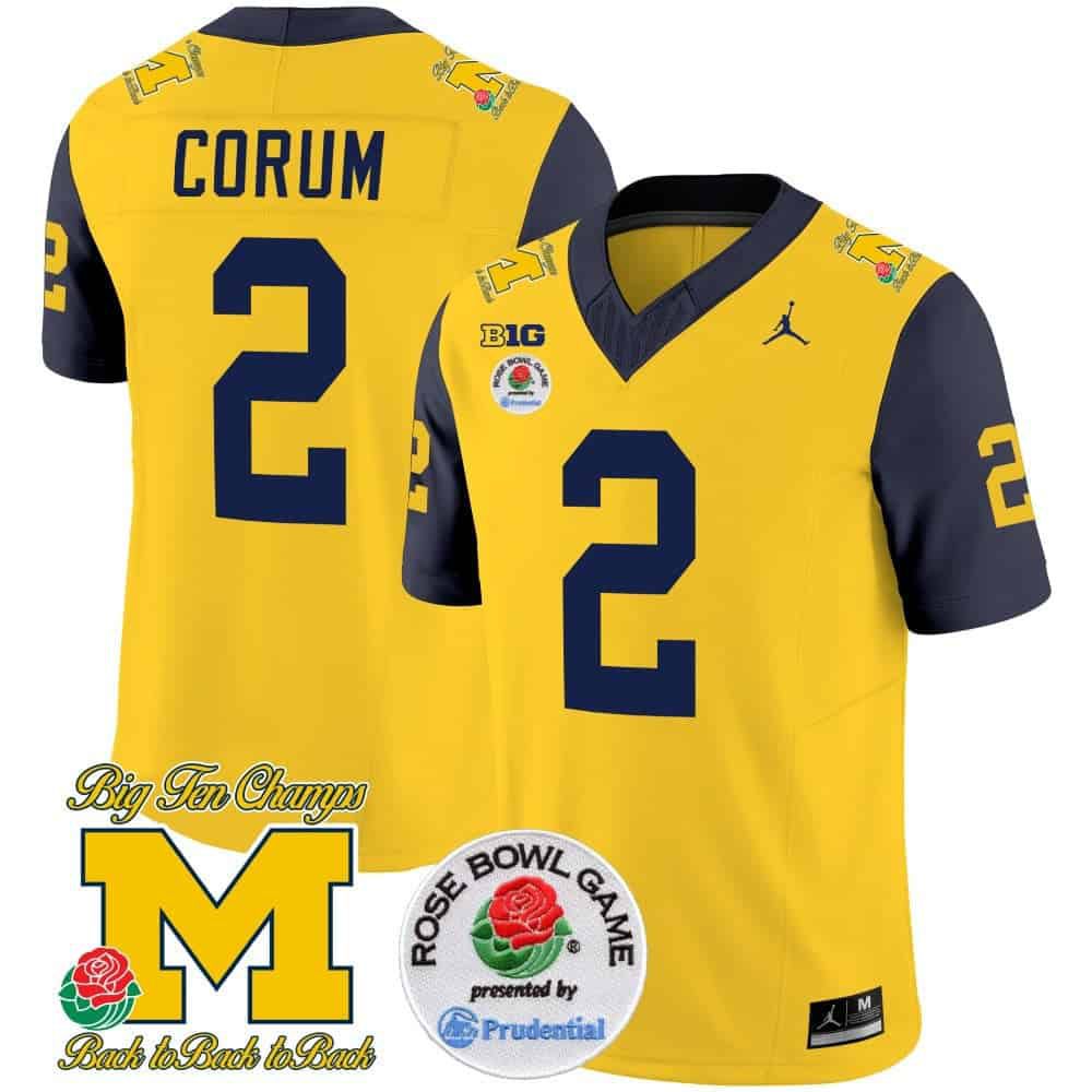 Men Michigan Wolverines #2 Corum Yellow 2024 Rose Bowl Patch Vapor Limited NCAA Jersey style 1->indianapolis colts->NFL Jersey